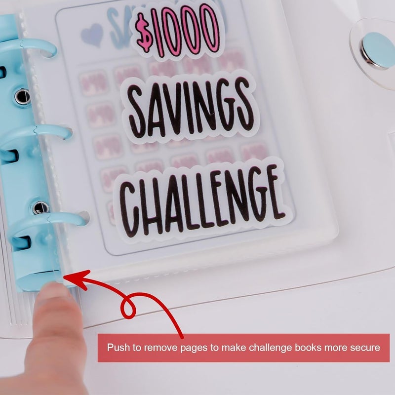 DVHOK Money Saving Binder, $1000 Money Saving Challenge Binder, Reusable Budget Book with Cash Envelopes Blue - Image 4